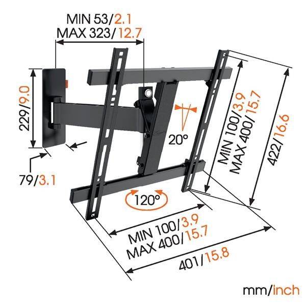 Support mural inclinable/orientable Support mural  VOGEL'S - WALL3225 VOGELS