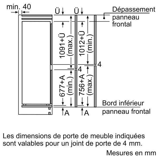 Réfrigérateur intégrable combiné SIEMENS - KI86VNSF0