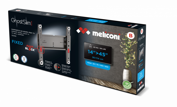 Support mural fixe SUPPORT TV FIXE MELICONI GS S200 PLUS FB- 480923